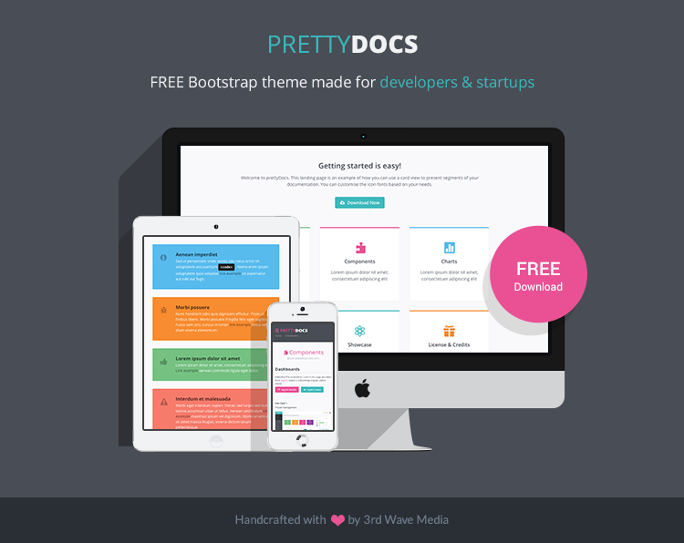 PrettyDocs - бесплатная bootstrap тема